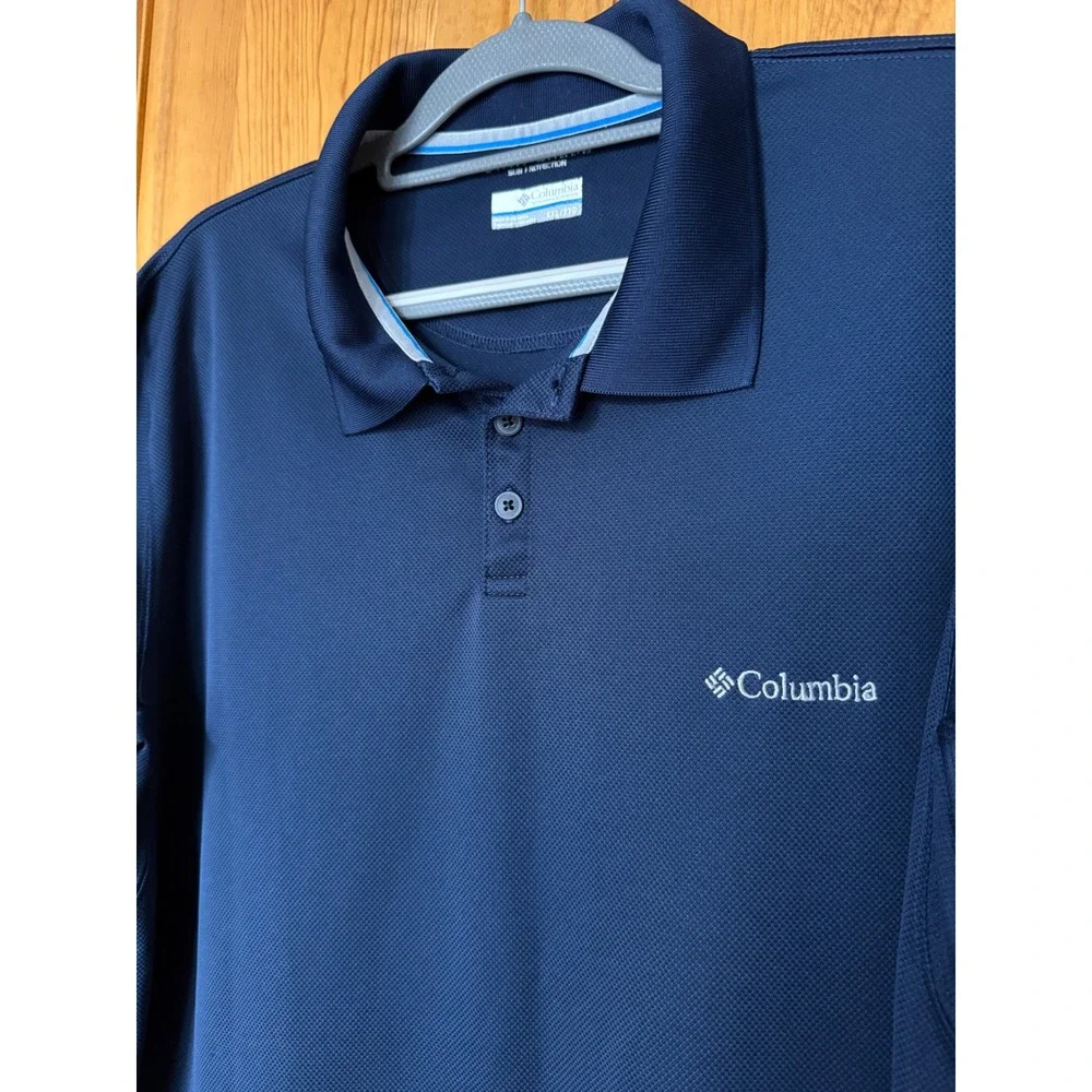 Columbia Mens XXL Omni Shade Polo Shirt Navy Blue Short Sleeve
